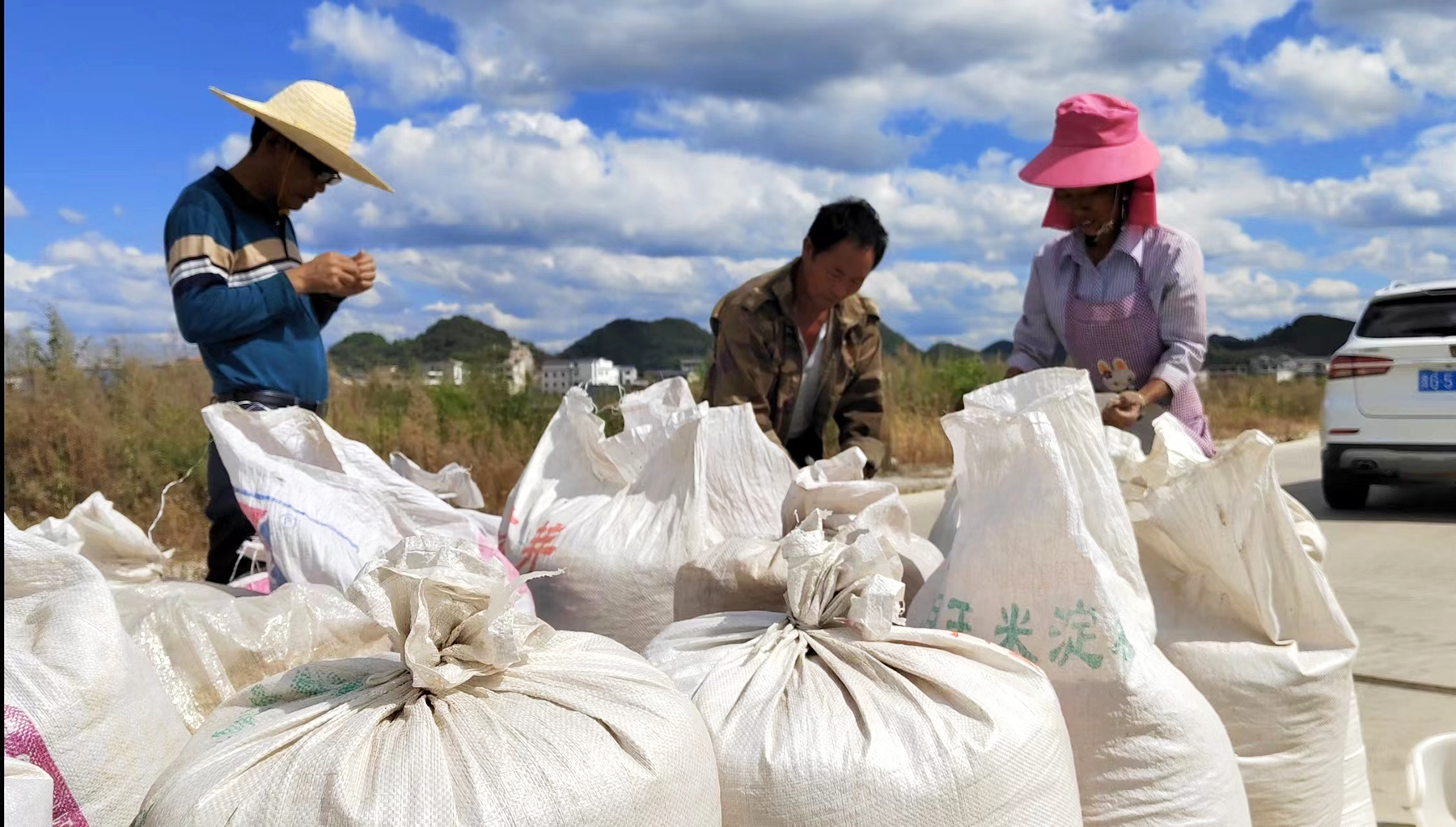 　　“秋分稻秀齐，遍地谷粒多”。眼下，西秀区双堡镇3万余亩水稻陆续开镰收割，乡间田野一派丰收的忙碌景象。9月18日，天气晴好，记者在该镇花恰村看到，村郊的田野遍地金黄，几台大型收割机来回穿梭在稻田里，村民们正忙着将稻谷装袋后转运到家中晾晒，确保颗粒归仓，实现增收。