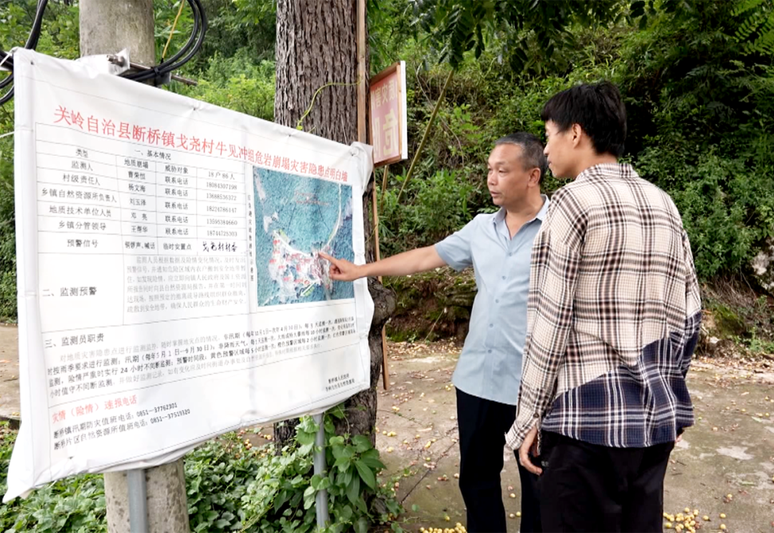 工作人员对地质滑坡灾害隐患点进行监测.png